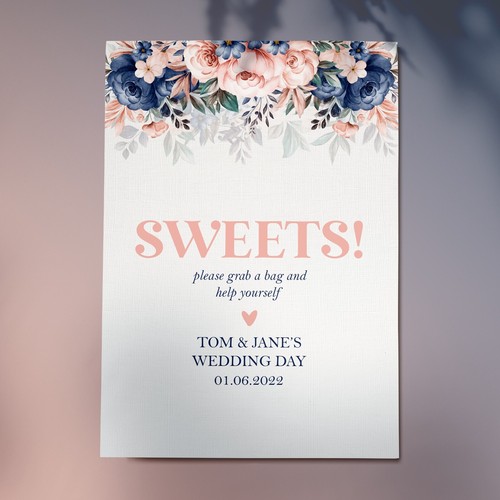 Personalised navy pink sweet - navy,