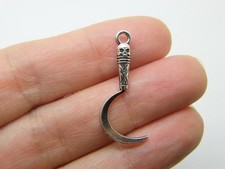 8 Sickle tool  knife Halloween charms antique silver tone SW24