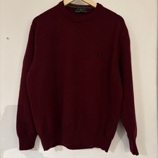 Fred Perry Cotton - Wool Jumper vintage made in Italy burgundy 