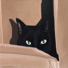 Black cat oil painting