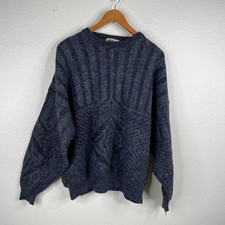 Mondo Men's Sweater Blue XL Italy Wool Blend Oversized Vintage Preppy Grunge