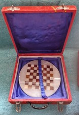 Vintage Onxy Style Chess Set In Red Velvet Case