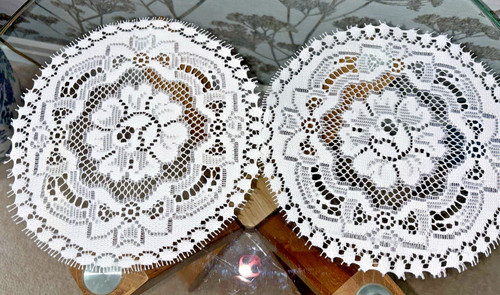 Pair vintage white polyester - pair,