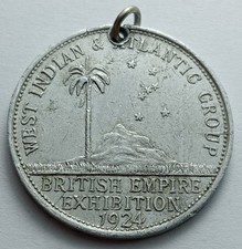 SCARCE 1924 British Empire Exhibition medal - West Indies, Honduras + Falkland