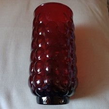 Anchor Hocking Ruby Red Bubble Glass  14.5cm Tall V G C Vintage.