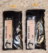 George Asda Black Lace Trim High Leg Knickers 2 x 5 Pack (10 Pairs) Brand New