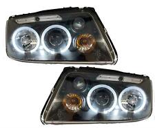 LHD Projector Headlights Headlamp Pair Angel Eyes Clear Black For VW Bora 98-05