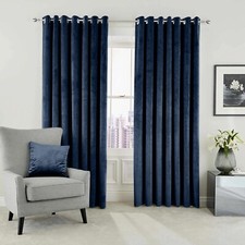 Luxury Velvet Curtains PAIR of Blackout Eyelet Ring Top Fully Lined Ready Made