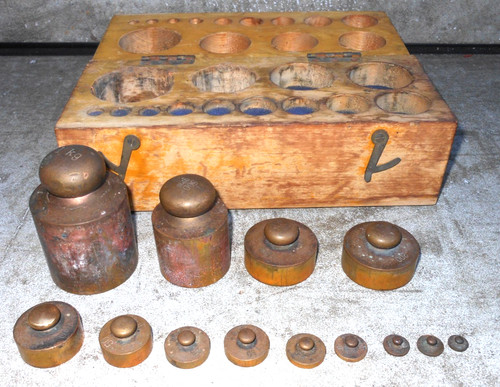 Vintage brass weights set - vintage, 13