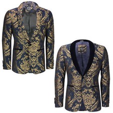 Mens Jacquard Blazer Gold