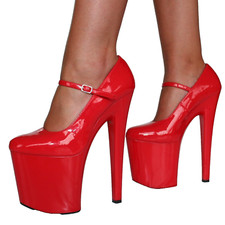 Red High Heel Shoes Mary Jane