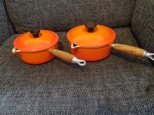 2 x Le Creuset Cast Iron Saucepans with lids. 16cm and 18cm. No Reserve!