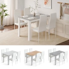 Mondeer 5PCS Dining Table Set Kitchen Dining Table and 4 Faux Feather Chairs
