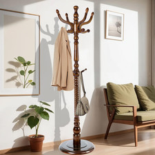 73" Adjustable Wood Coat Rack