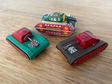 Vintage Tinplate Dibro England Friction Drive Tanks 1950's Penny Toys Job Lot