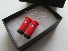 Handmade Fimo Red Post Letter Mail Box - Fun Postlady Earrings - Gift Boxed