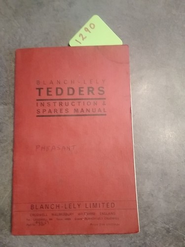 Lely tedder instruction spare - lely,