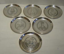 6 Antique W.M.F. French Fashion Ladies Silver Plated Wine Glass Coasters (SP15)