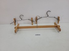 3x Coat Hangers with Clips/Hooks Genuine Osha Wood Metal Household #259642
