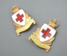 Pair of British Red Cross Society Detachment Badge vintage J R Gaunt London