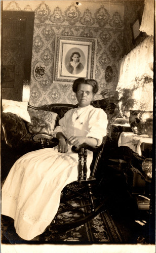 Rppc woman rocking chair - rppc,