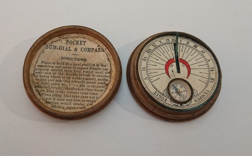 Antique wooden pocket - antique, compass