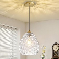 Glass Pendant Light, Brass