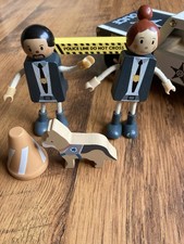 Little Town Wooden Police Car Vehicle Playset Figures Children's Preschool Toy