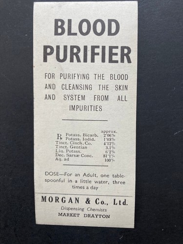 Vintage blood purifier label - blood,