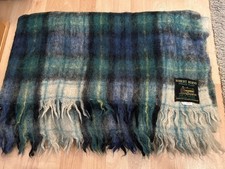 Vintage Robert Burns Plaid Mohair Wool Blend Throw Blanket Made in Scotland