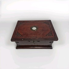 Vintage Wooden Hinged Box  Sewing / Tea Caddy ?