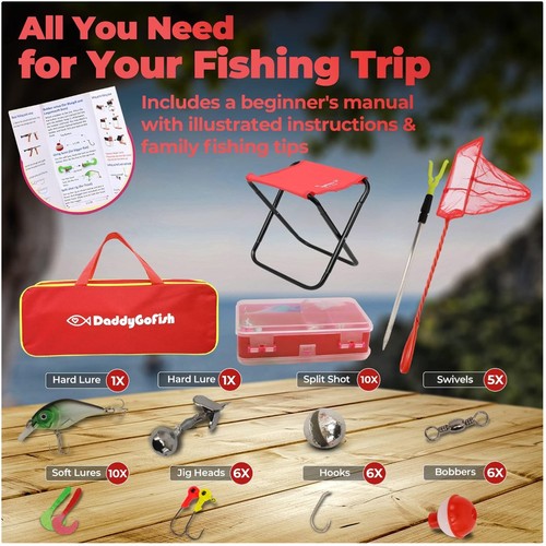 Kids fishing pole - tackle, box