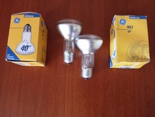 2 GE Brand Ballotini Reflector  Light Bulbs R63 ES/27  40w  & 60w