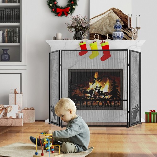 Panel fireplace screen - 3-panel,