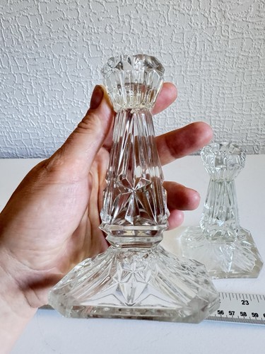 Pair vintage cut glass - cut,