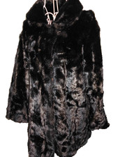 Vintage tissavel dark brown faux fur rich silky tonal coat    42 chest