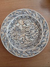 ORIENTAL JAPANESE STYLE Decorative Plate Pottery Scene Pagoda Willow Tree