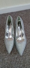 Women's Silver Satin Low Heel