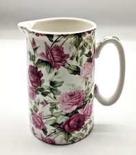 Jug Half Pint 5" Small Heron Cross Pottery Milk Farm Roses Pink Cream Cottage 