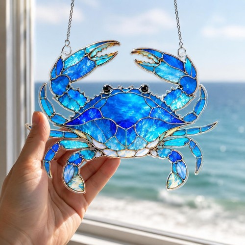 Blue crab acrylic suncatcher - crab,