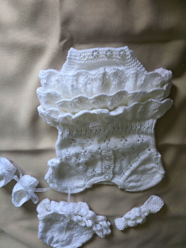 White hand knitted - hand,