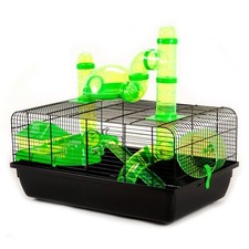 Hamster Cage Landmark Small Animal with Tubing Accessories Pink Green Blue