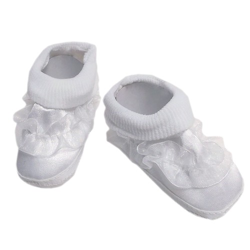 White satin crib shoes - crib,