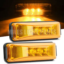 2pcs Orange Amber Side LED Marker Lights Oval 12V 24V Neon Trailer Truck Lorry,