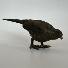 Signed Chinese spelter of a pheasant walking