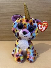TY Giselle Rainbow Unicorn Leopard Beanie Boos 6" Soft Plush Toy - New with tags