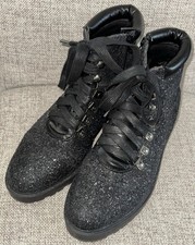 TU Black Zip And Lace Glitter Black Boots Party Festive Uk Size 7