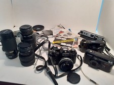vintage camera equipment Nikon EM and others.