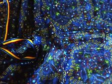 Vintage Ethnic Semi-Sheer Cotton Muslin Fabric Over All Blue Print 40"L x 44"W