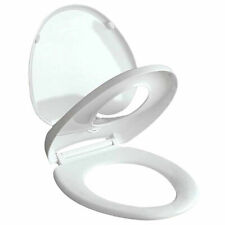 2-in-1 Family White Oval Toilet Seat Built-in Child Seat Kids & Adult Soft Close